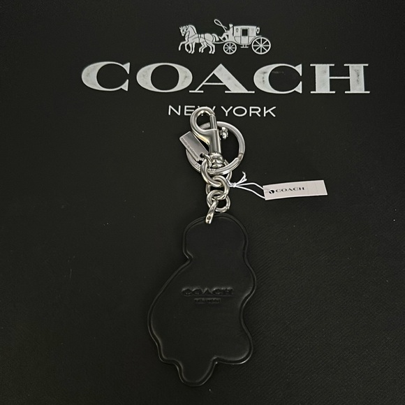 NWT Coach Rexy dinosaur Leather Bag Charm keychain ring Purse cw473 FOB Silver - Picture 7 of 8